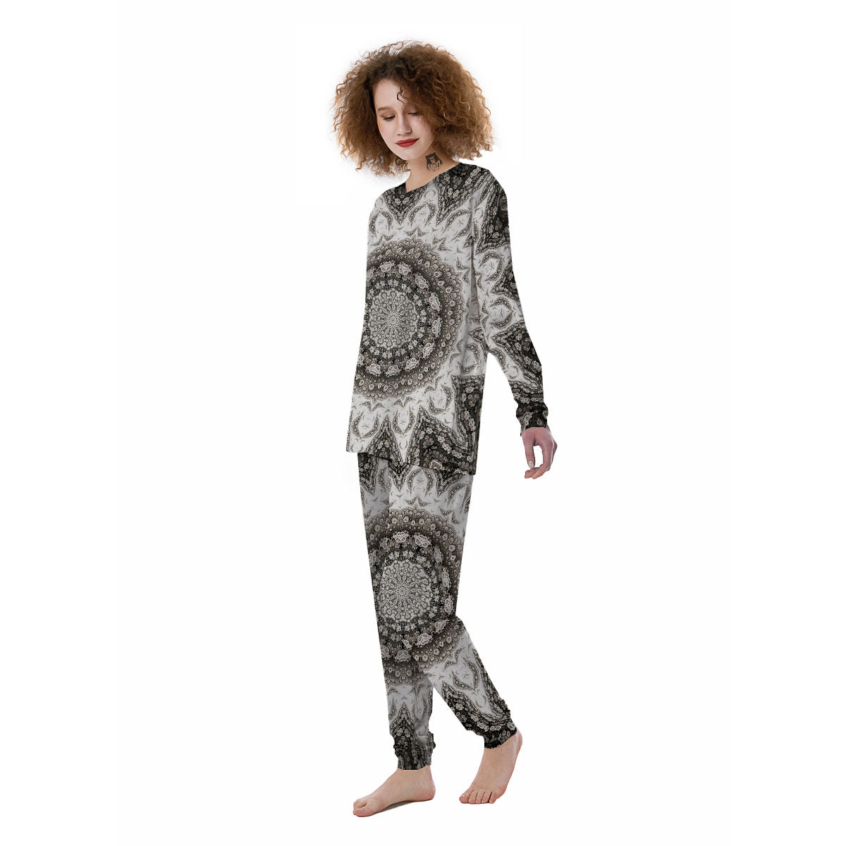 Kaleidoscope White Print Women's Pajamas-grizzshop