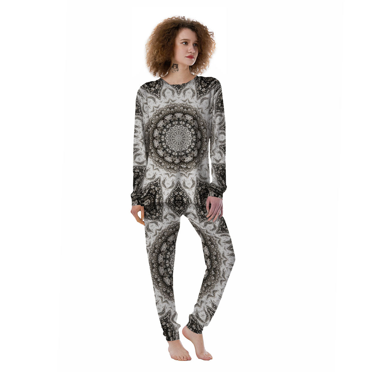 Kaleidoscope White Print Women's Pajamas-grizzshop