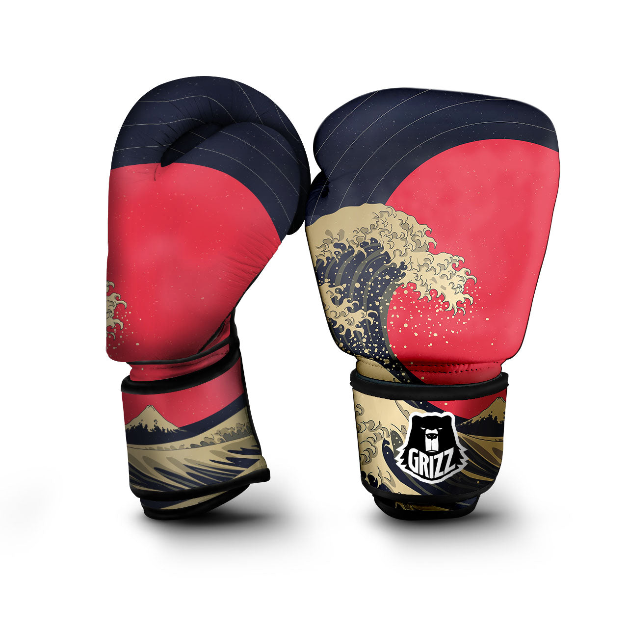 Kanagawa Wave Golden Print Boxing Gloves-grizzshop