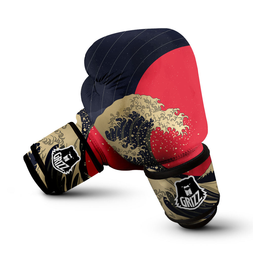 Kanagawa Wave Golden Print Boxing Gloves-grizzshop