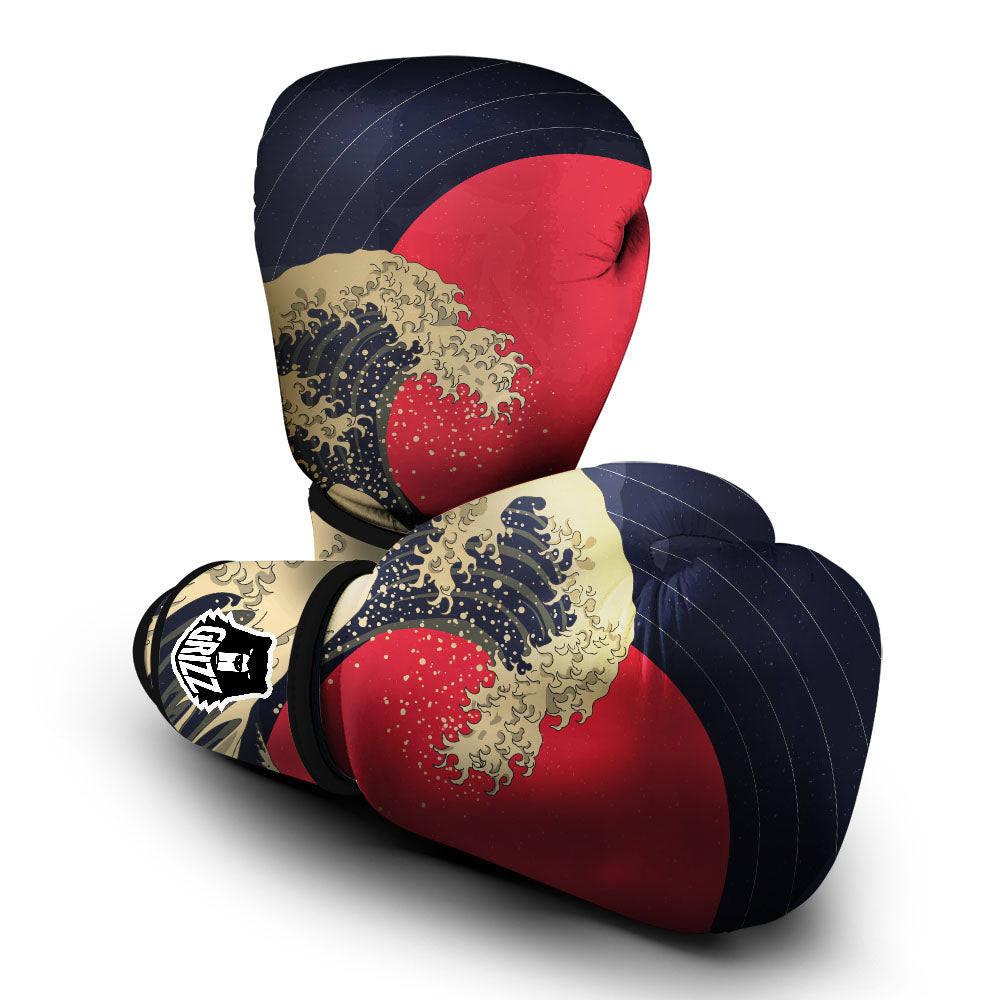 Kanagawa Wave Golden Print Boxing Gloves-grizzshop