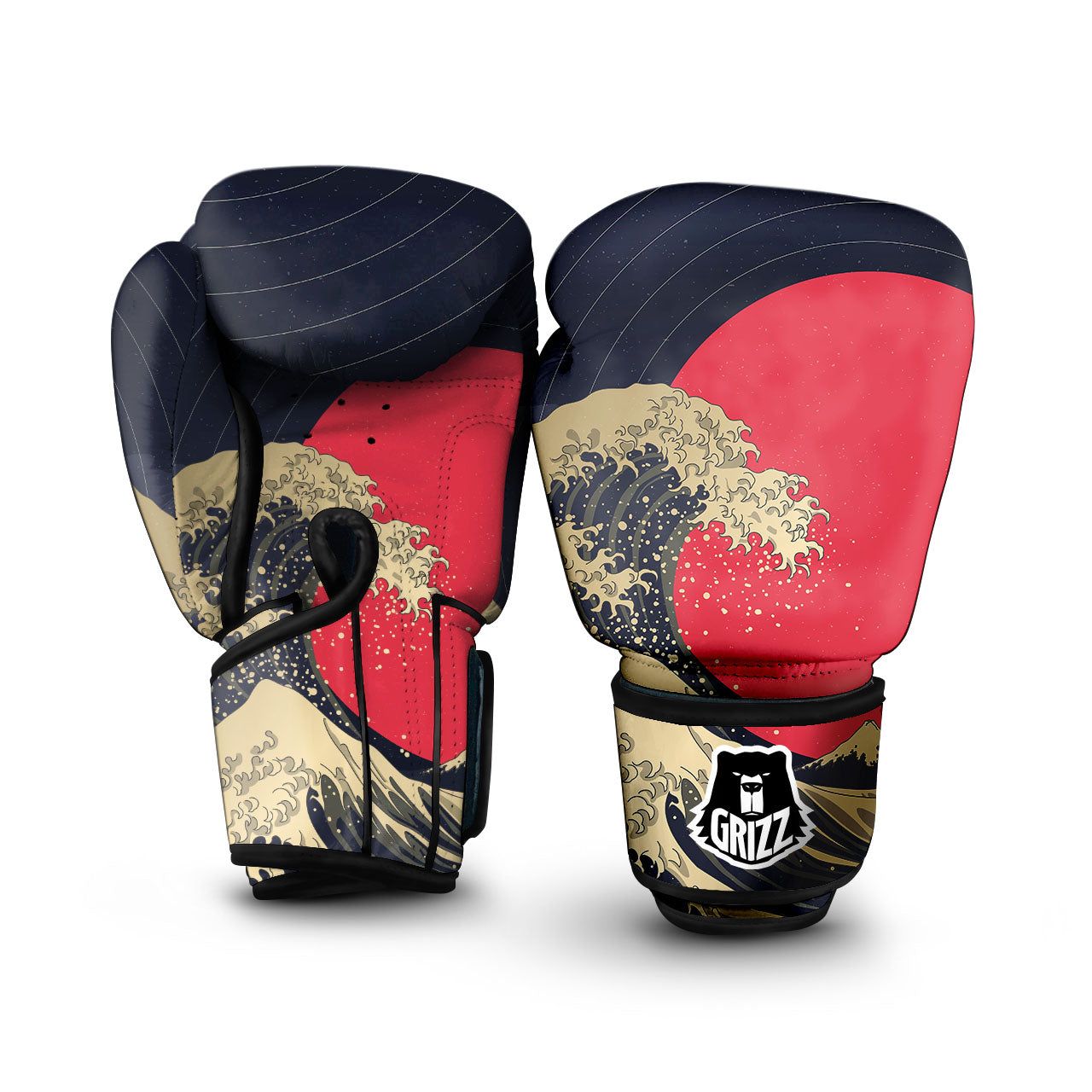 Kanagawa Wave Golden Print Boxing Gloves-grizzshop