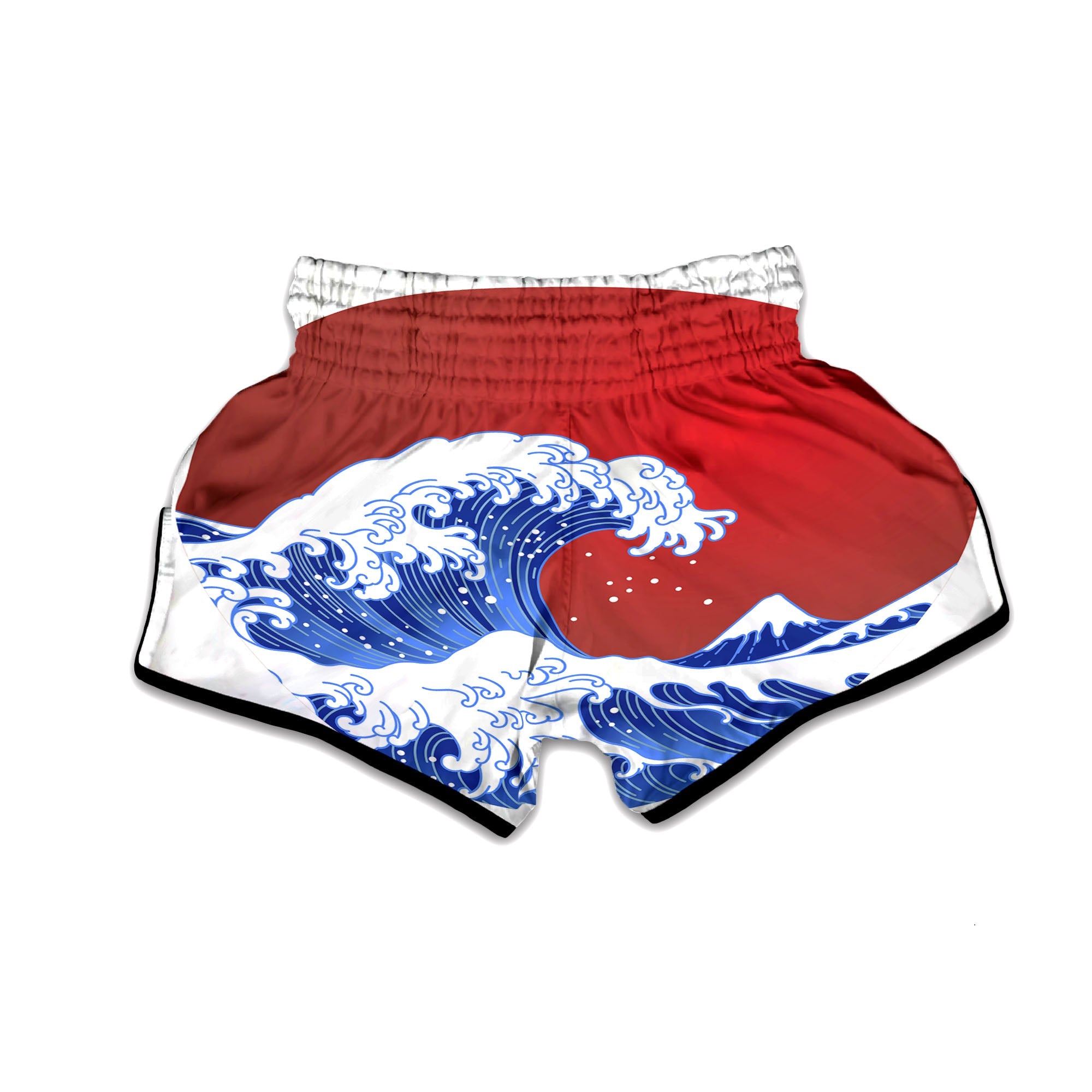 Kanagawa Wave Japanese Print Muay Thai Boxing Shorts-grizzshop