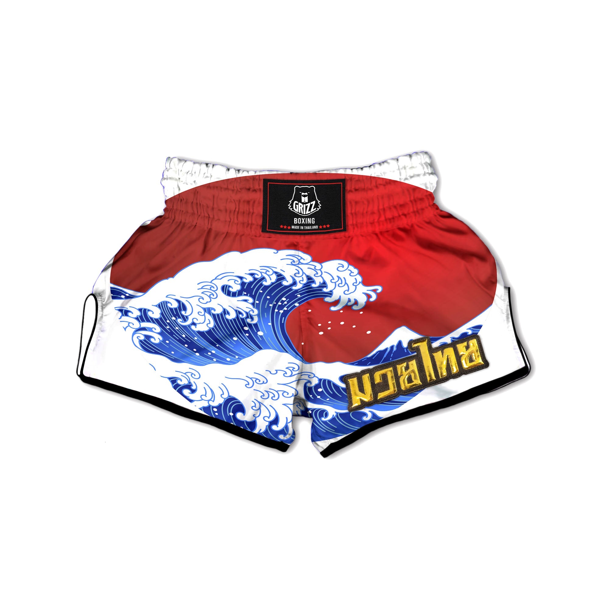 Kanagawa Wave Japanese Print Muay Thai Boxing Shorts-grizzshop