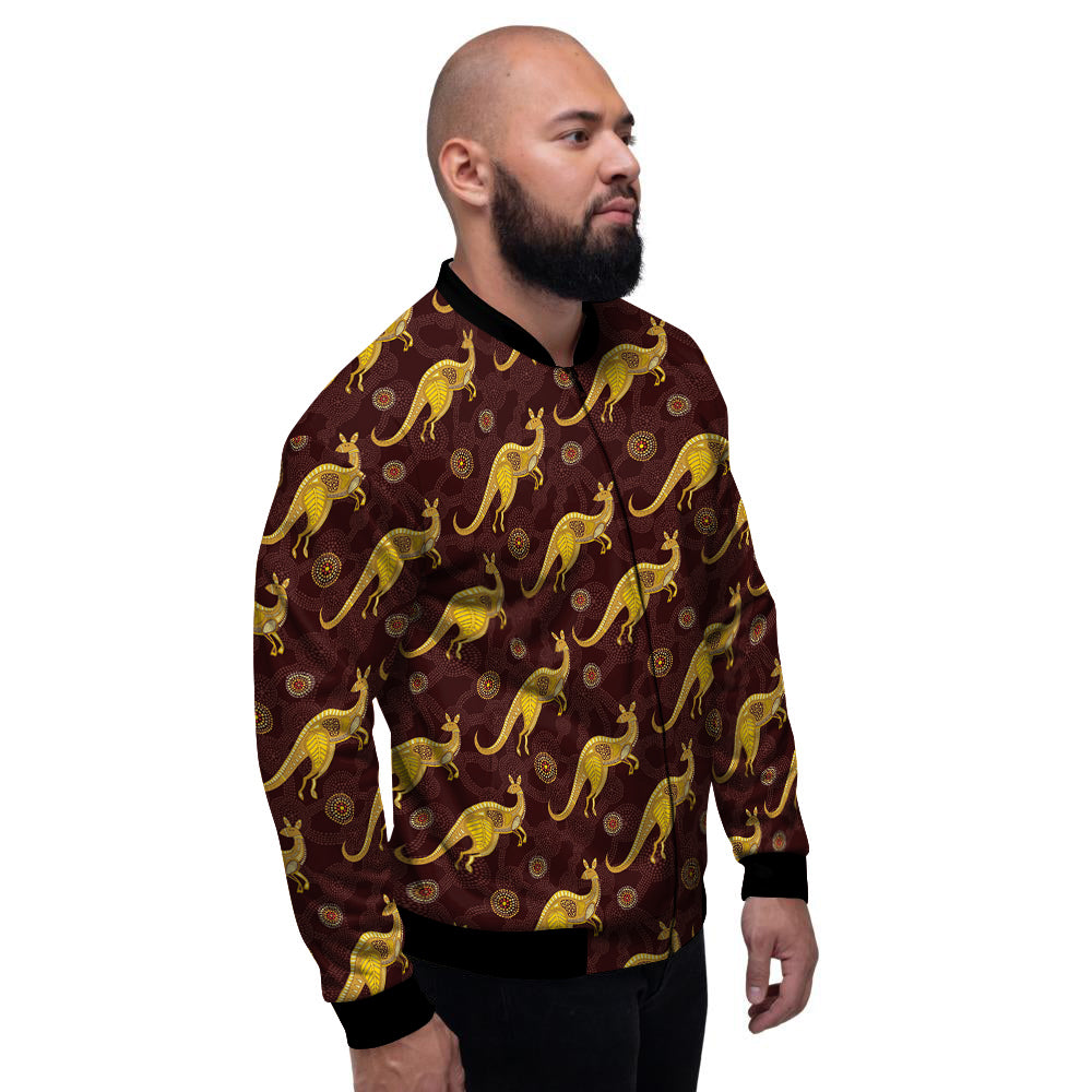 Kangaroo Aboriginal Print Pattern Men's Bomber Jacket-grizzshop