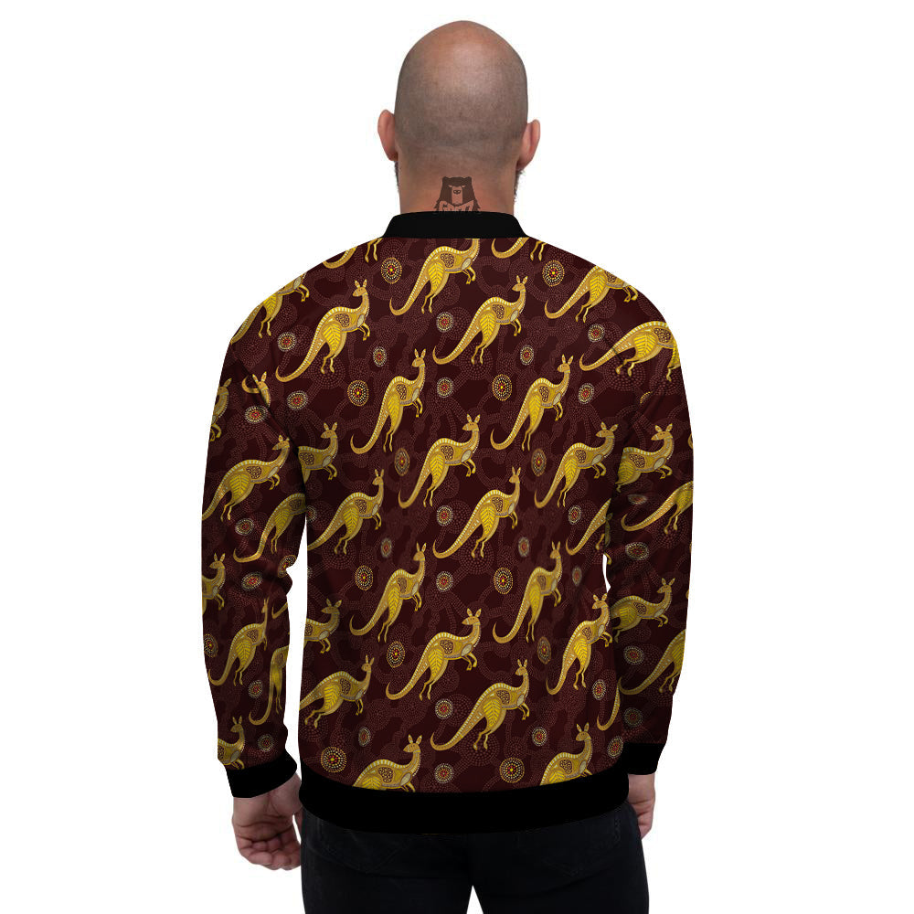 Kangaroo Aboriginal Print Pattern Men's Bomber Jacket-grizzshop