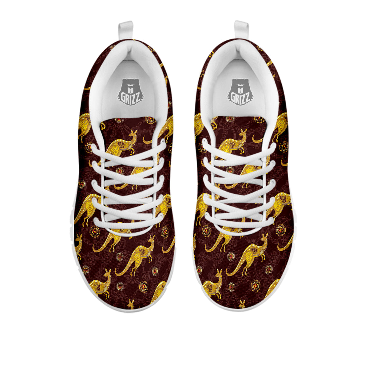 Kangaroo Aboriginal Print Pattern White Sneaker-grizzshop