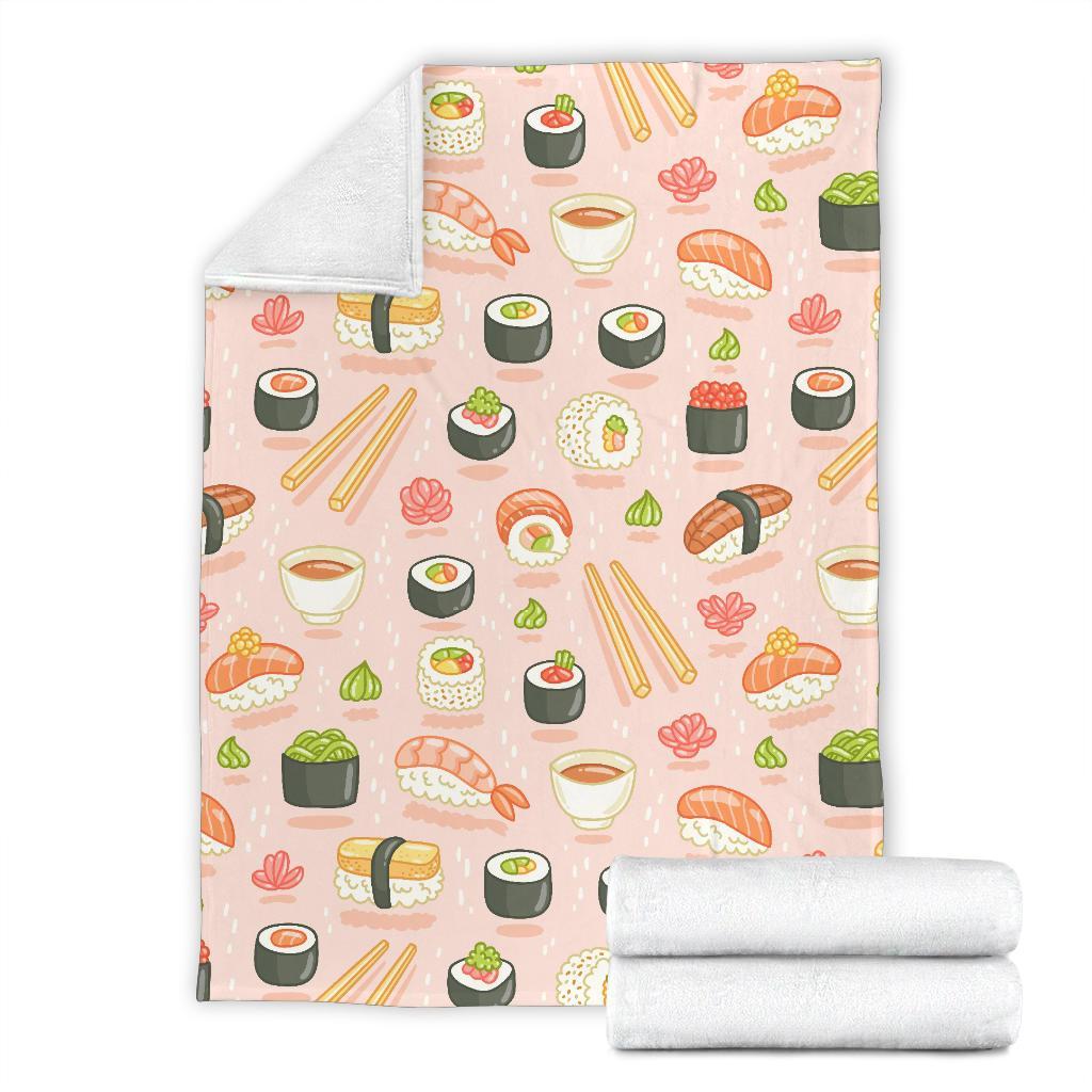 Kawaii Sushi Pattern Print Blanket-grizzshop