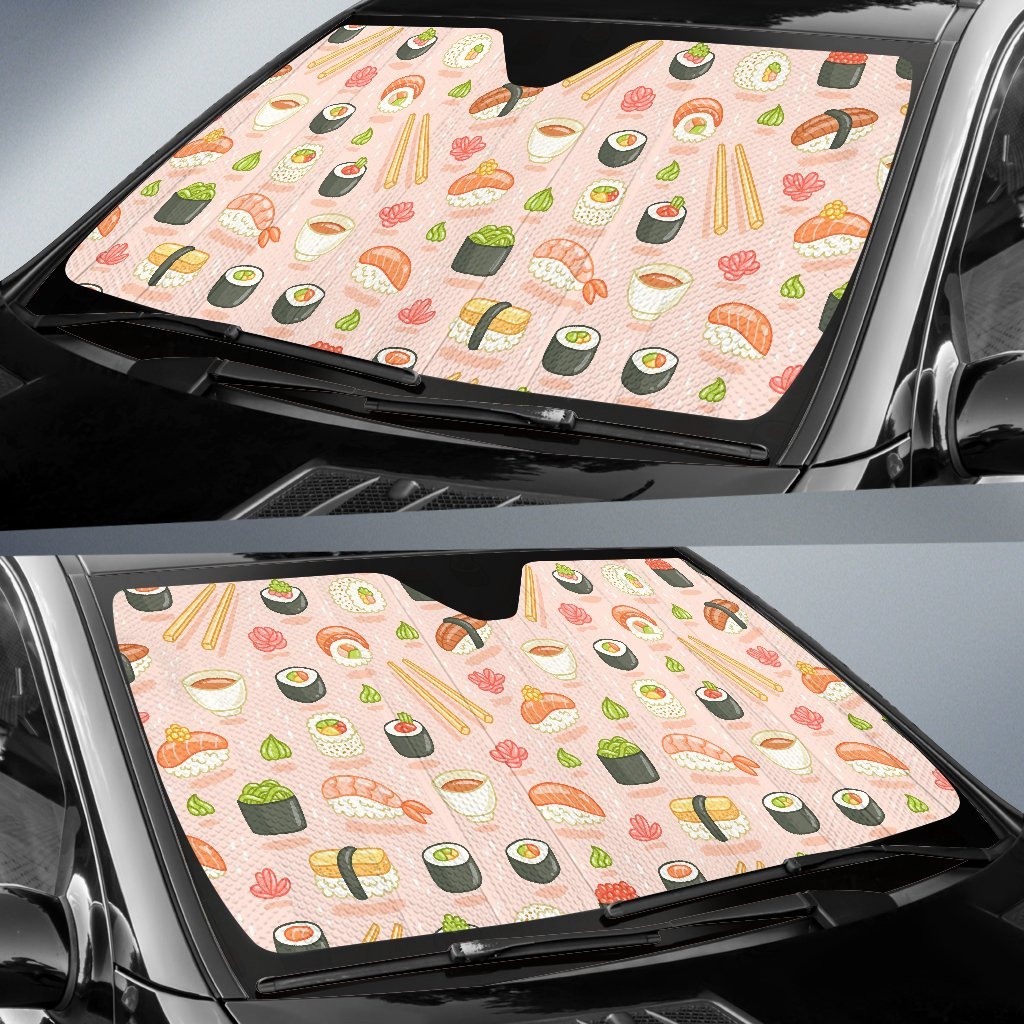 Kawaii Sushi Pattern Print Car Sun Shade-grizzshop