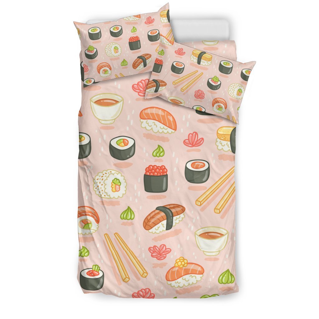 Kawaii Sushi Pattern Print Duvet Cover Bedding Set-grizzshop