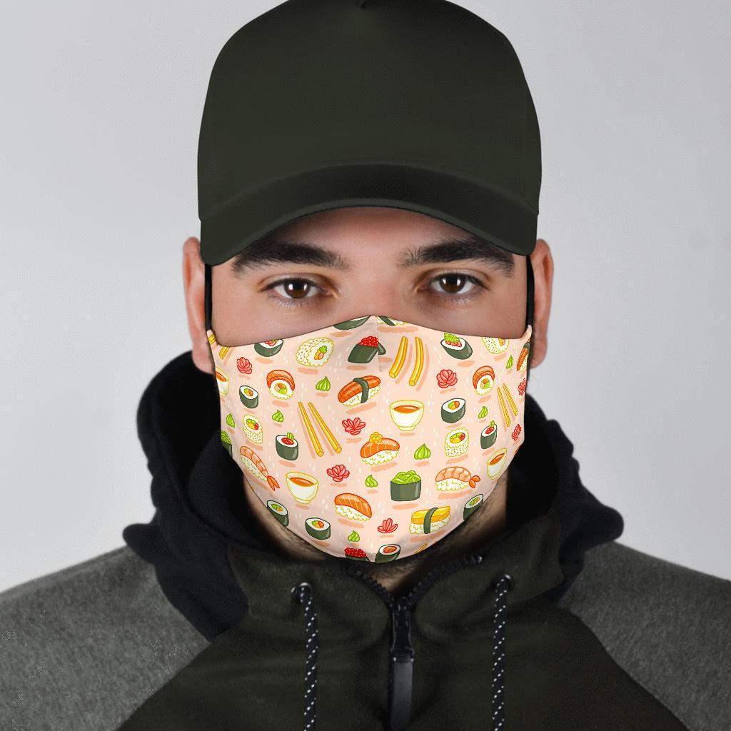 Kawaii Sushi Pattern Print Face Mask-grizzshop