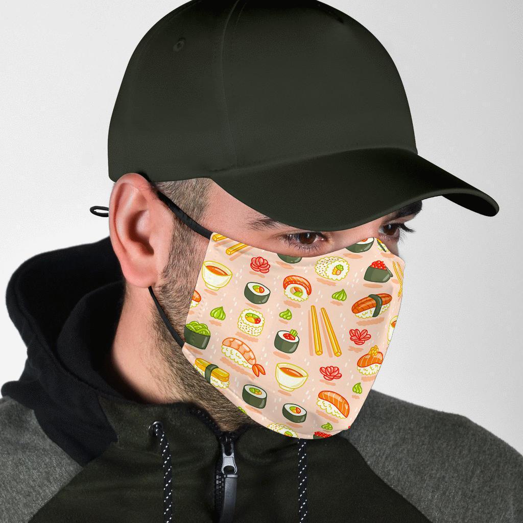 Kawaii Sushi Pattern Print Face Mask-grizzshop