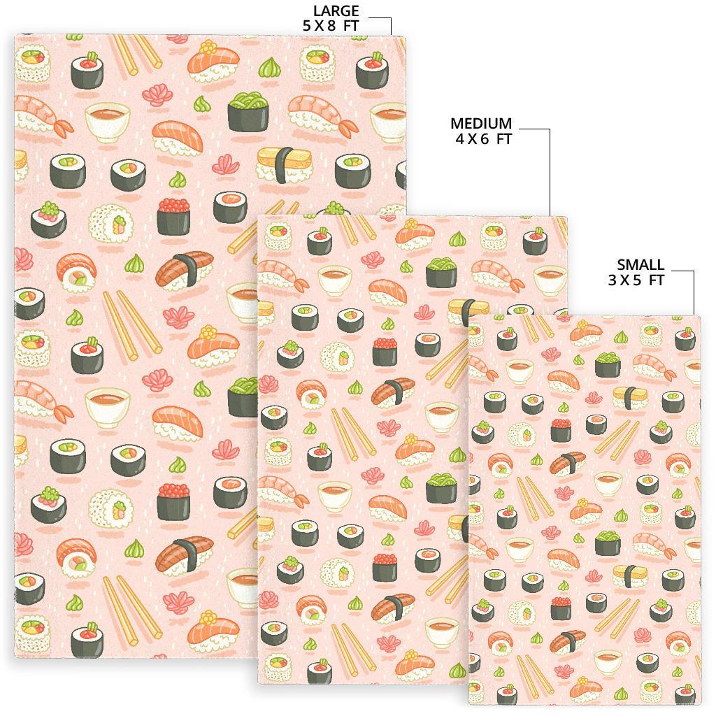 Kawaii Sushi Pattern Print Floor Mat-grizzshop