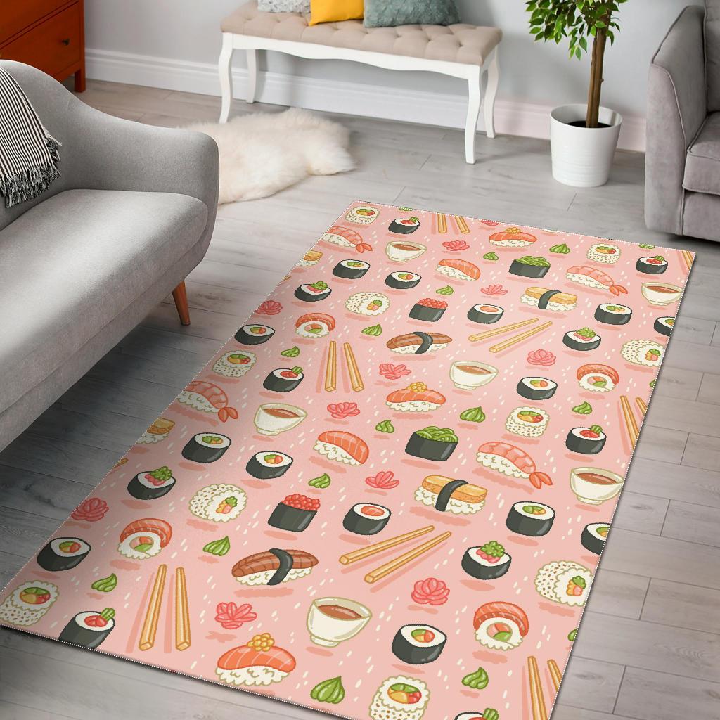 Kawaii Sushi Pattern Print Floor Mat-grizzshop