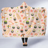 Kawaii Sushi Pattern Print Hooded Blanket-grizzshop