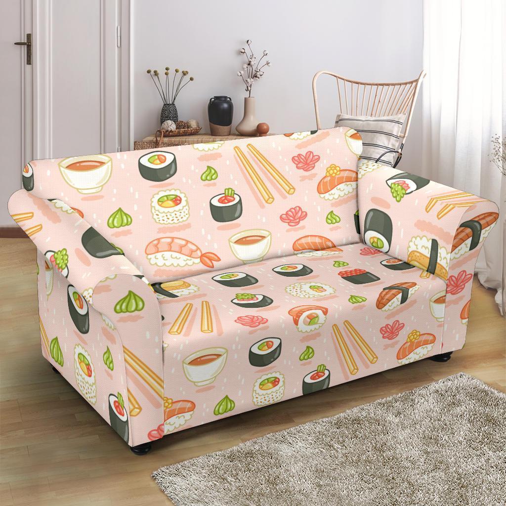 Kawaii Sushi Pattern Print Loveseat Cover-grizzshop