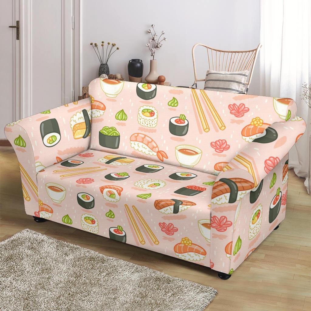 Kawaii Sushi Pattern Print Loveseat Cover-grizzshop