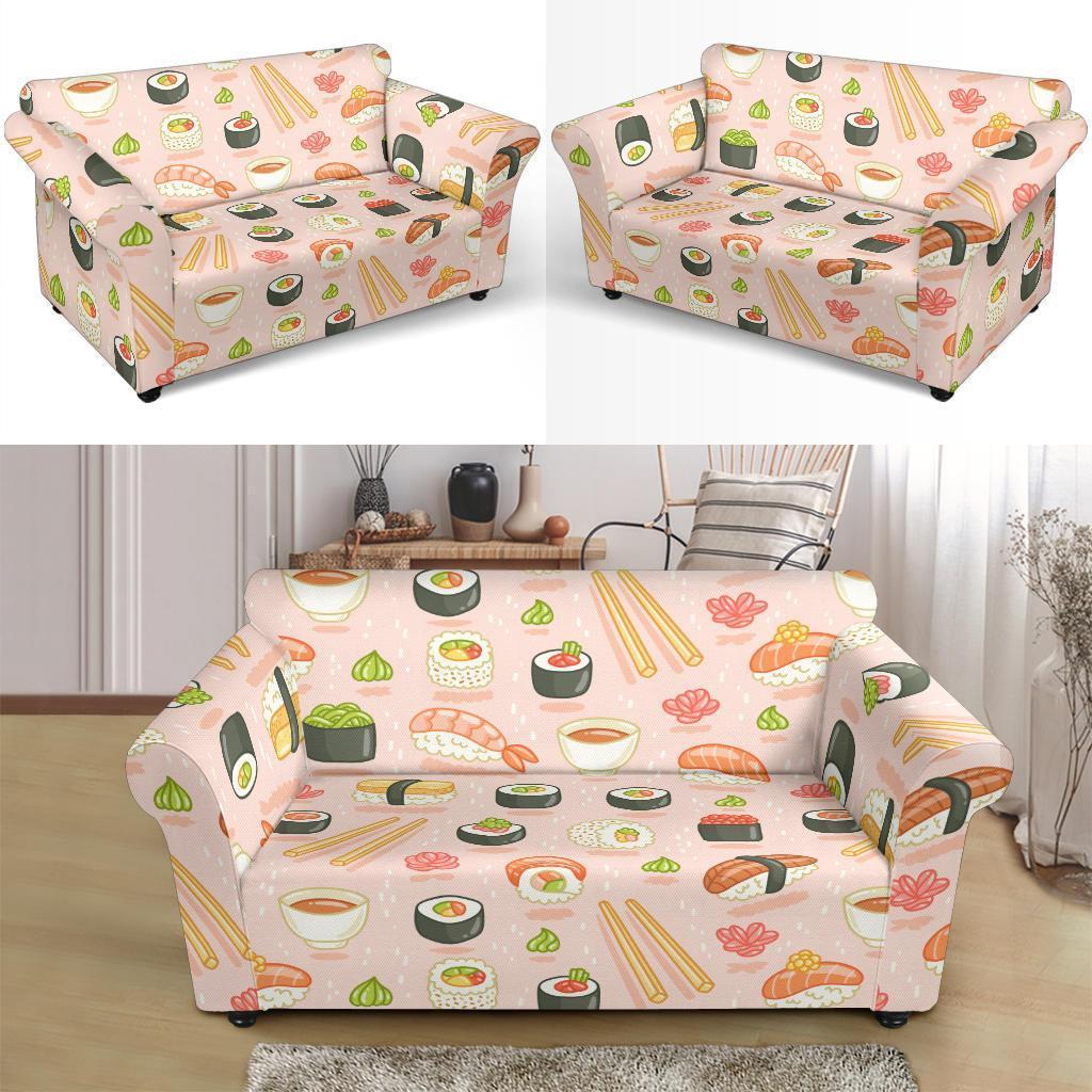 Kawaii Sushi Pattern Print Loveseat Cover-grizzshop