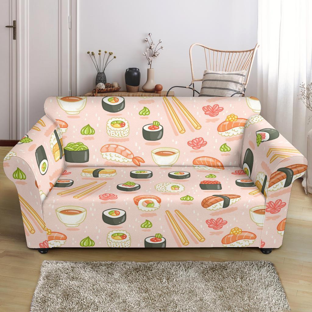 Kawaii Sushi Pattern Print Loveseat Cover-grizzshop