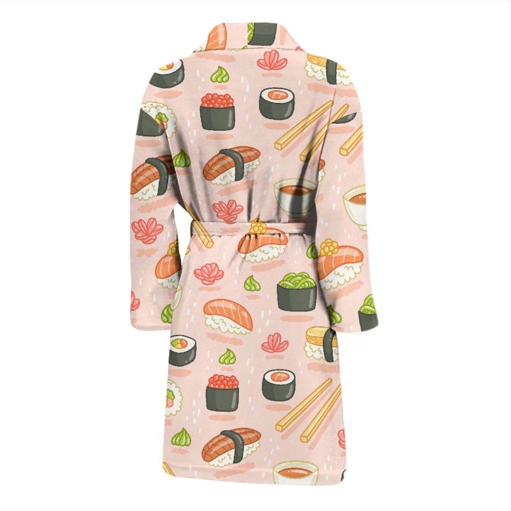 Kawaii Sushi Pattern Print Men Long Robe-grizzshop