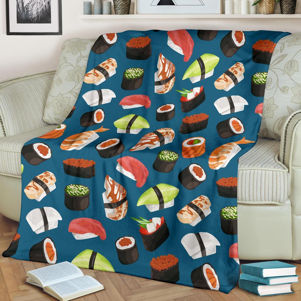 Kawaii Sushi Print Pattern Blanket-grizzshop