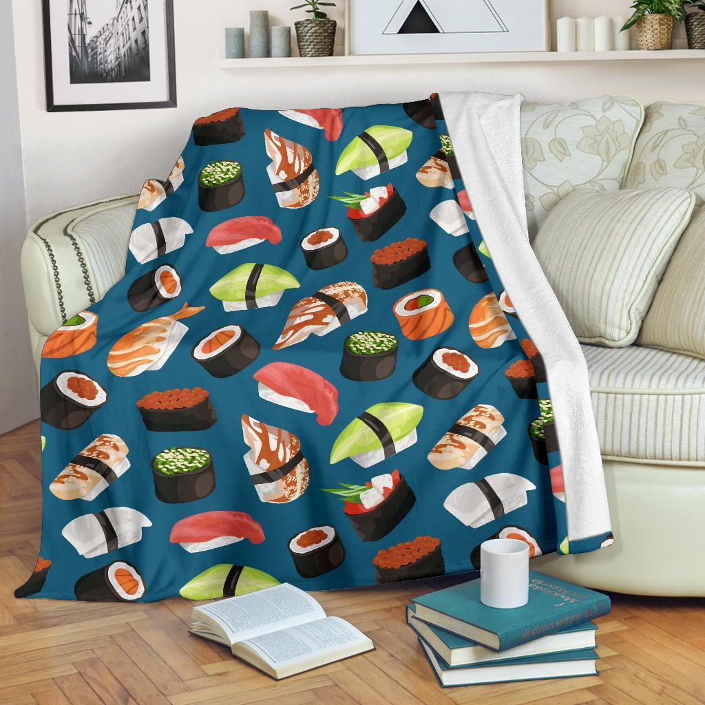 Kawaii Sushi Print Pattern Blanket-grizzshop