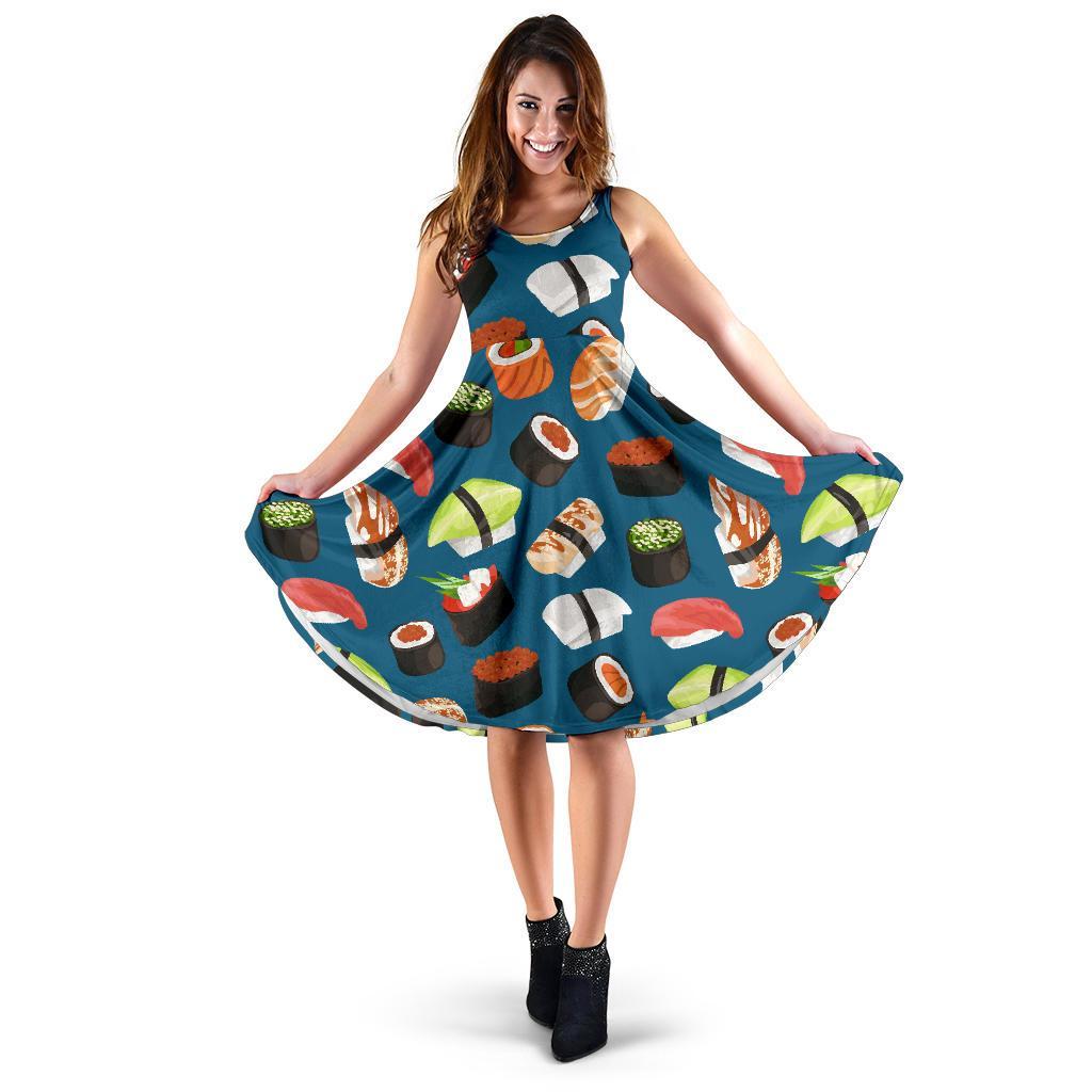 Kawaii Sushi Print Pattern Dress-grizzshop