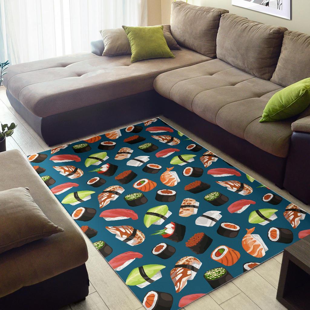 Kawaii Sushi Print Pattern Floor Mat-grizzshop