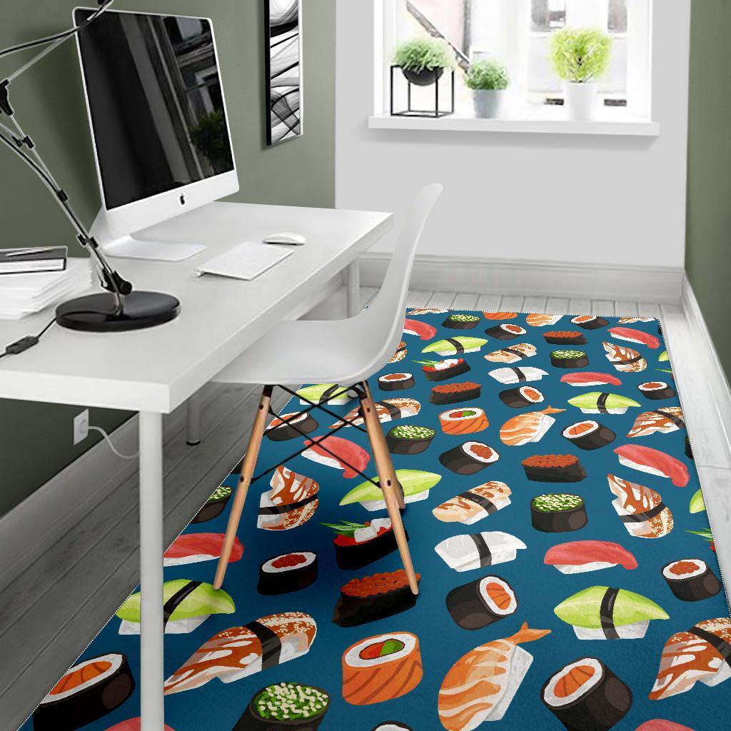 Kawaii Sushi Print Pattern Floor Mat-grizzshop