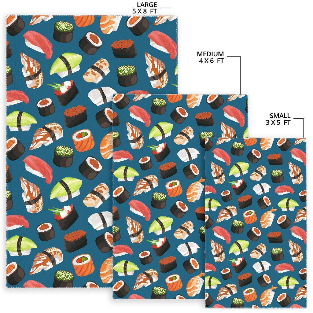 Kawaii Sushi Print Pattern Floor Mat-grizzshop