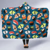 Kawaii Sushi Print Pattern Hooded Blanket-grizzshop