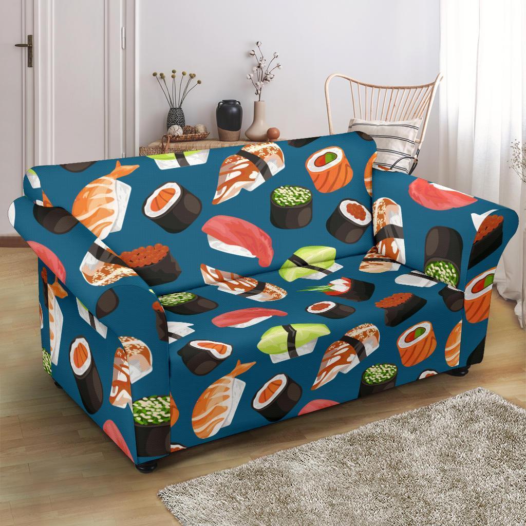 Kawaii Sushi Print Pattern Loveseat Cover-grizzshop