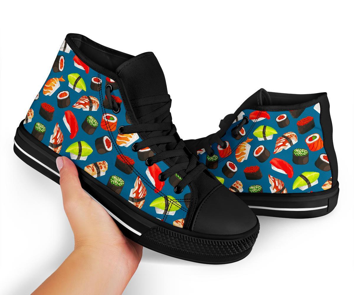 Kawaii Sushi Print Pattern Men Women's High Top Shoes-grizzshop