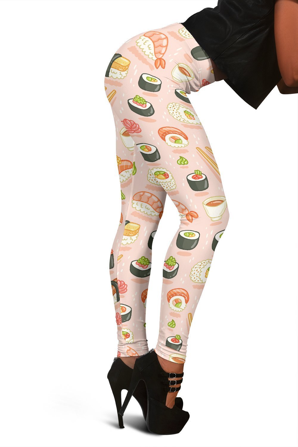 Kawaii Sushi Print Pattern Women Leggings-grizzshop