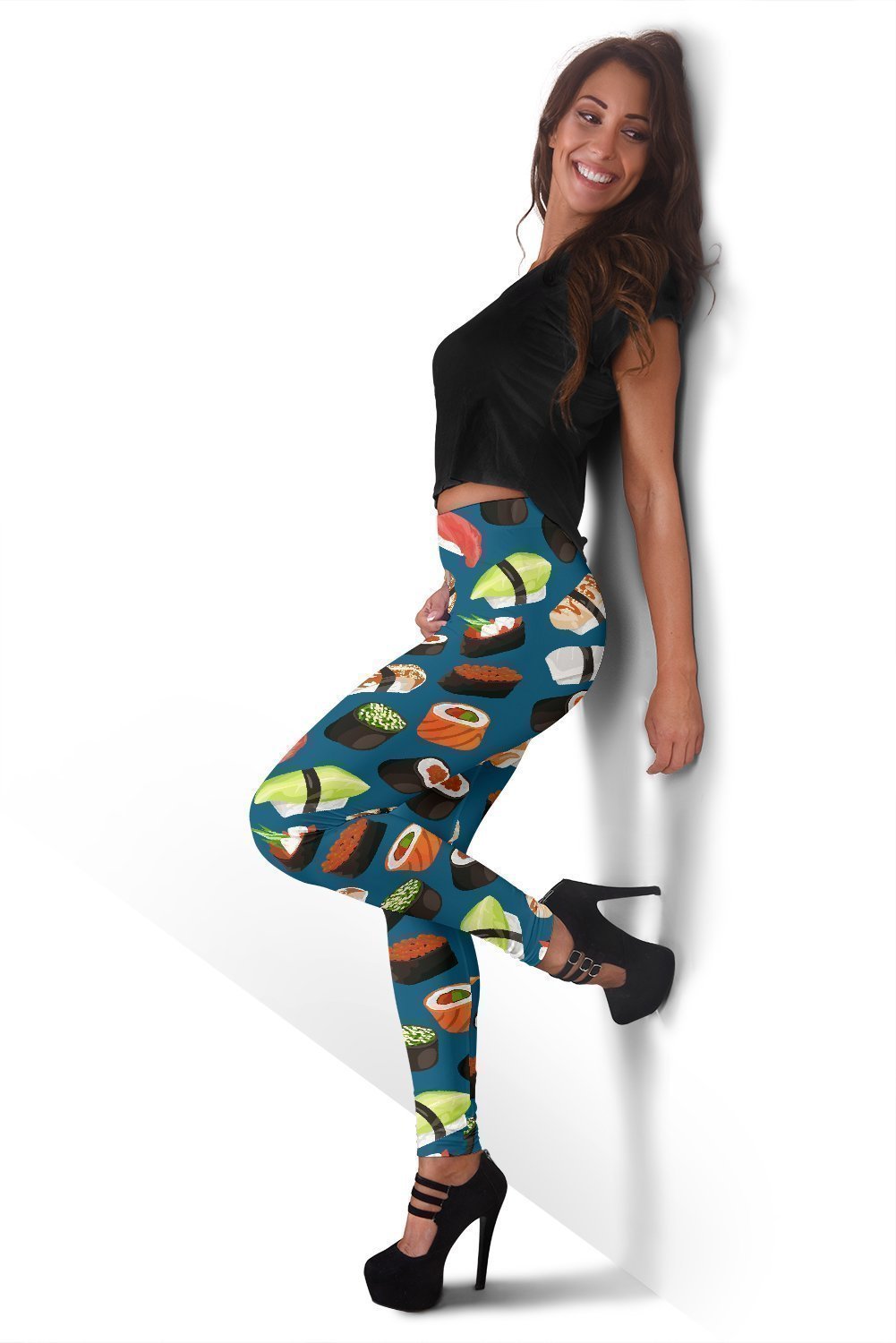 Kawaii Sushi Print Pattern Women Leggings-grizzshop