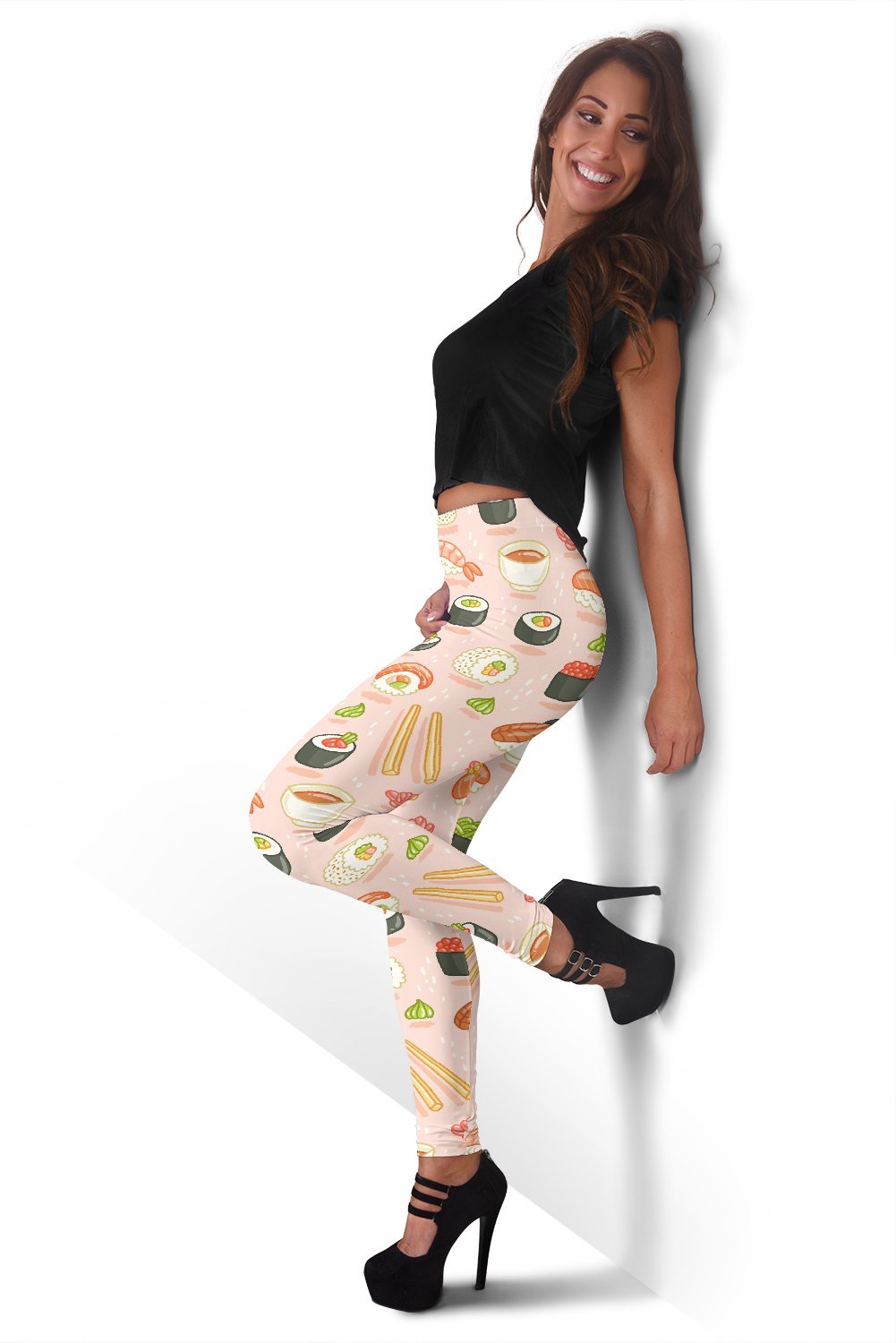 Kawaii Sushi Print Pattern Women Leggings-grizzshop