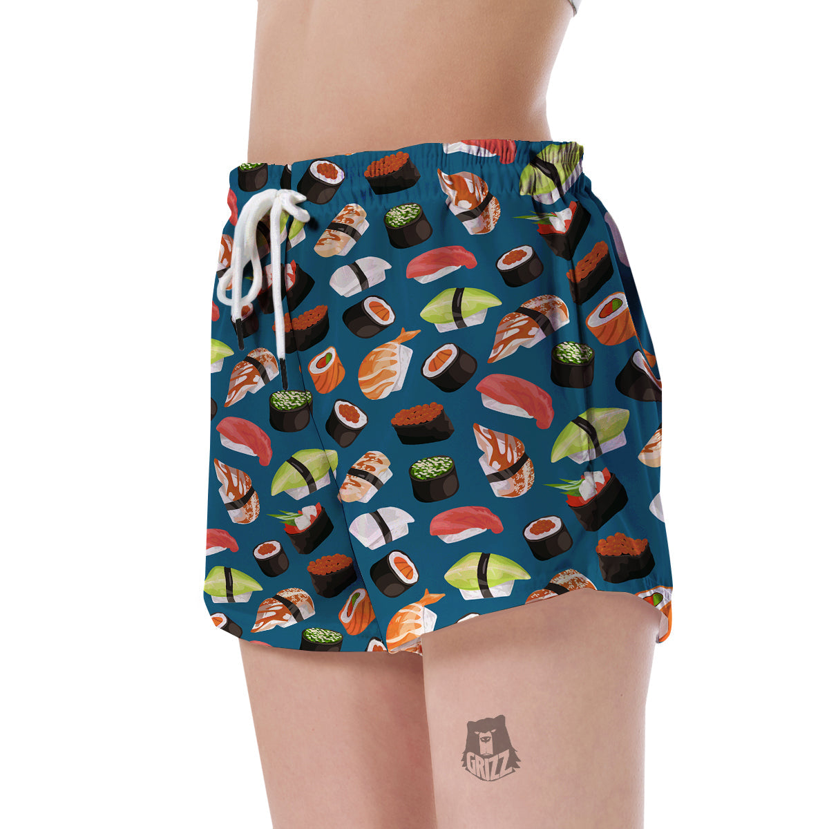 Kawaii Sushi Print Pattern Women's Shorts-grizzshop