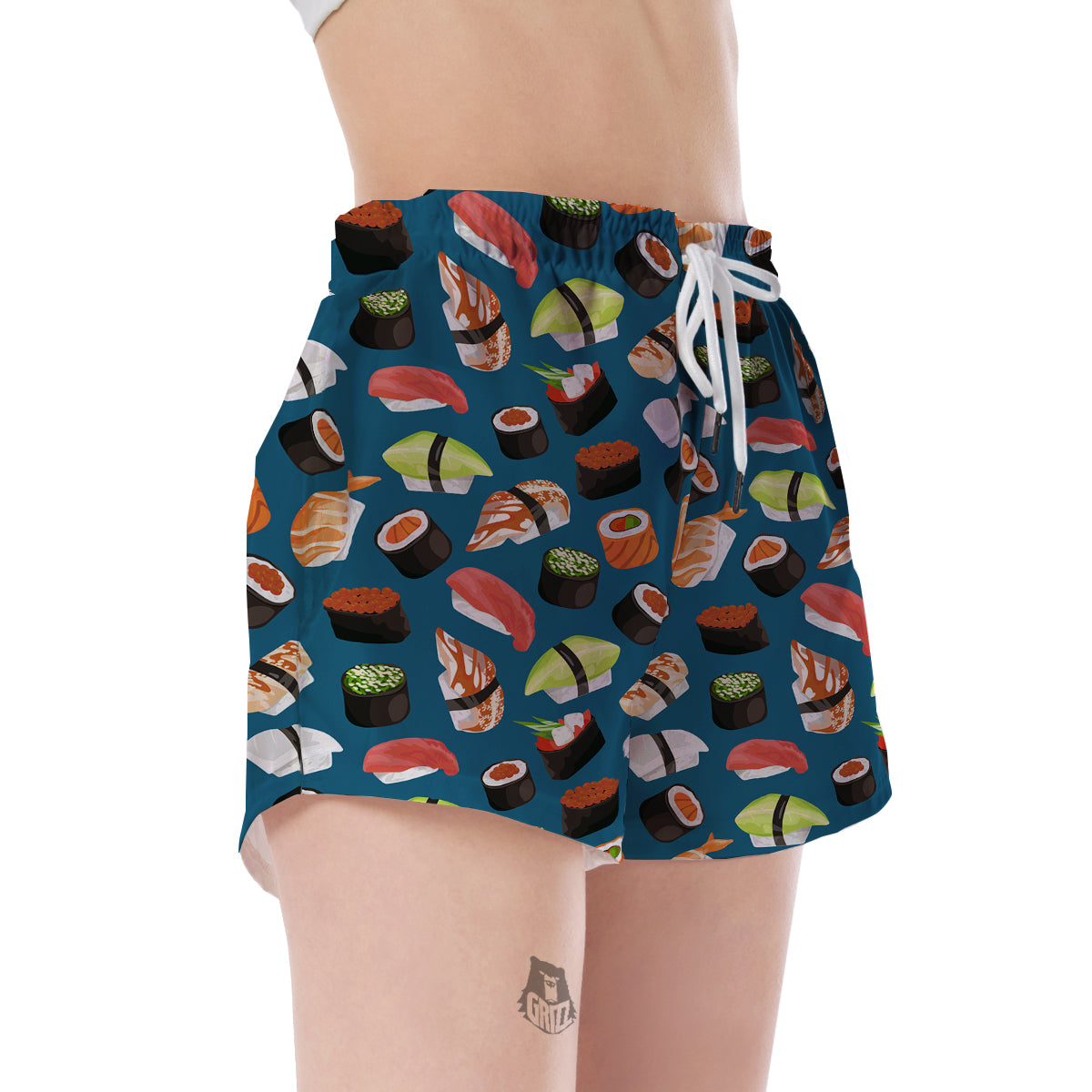 Kawaii Sushi Print Pattern Women's Shorts-grizzshop