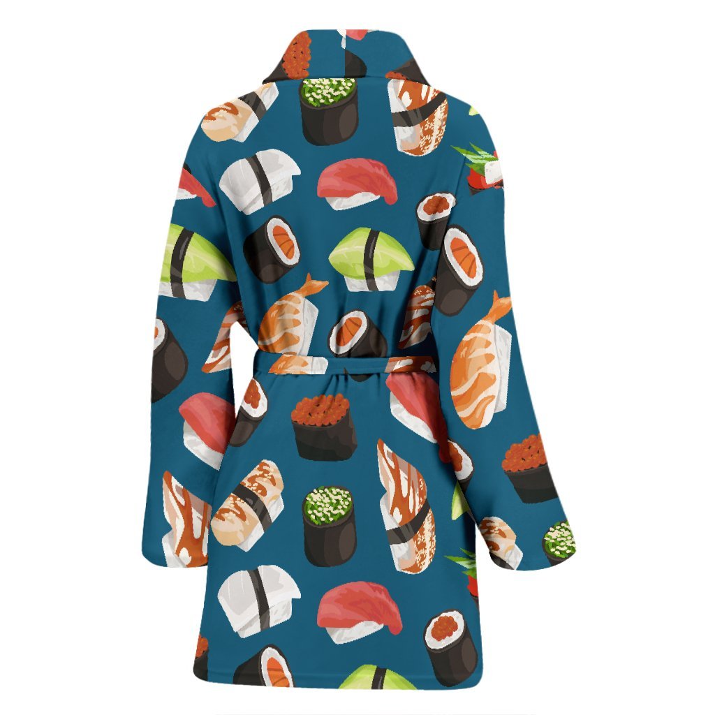 Kawaii Sushi Print Pattern Print Women Long Robe-grizzshop