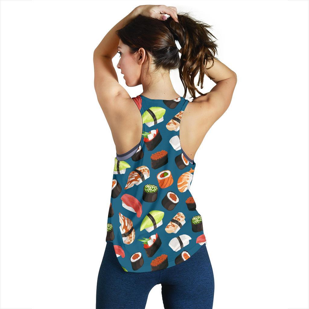 Kawaii Sushi Print Pattern Women's Racerback Tank Tops-grizzshop