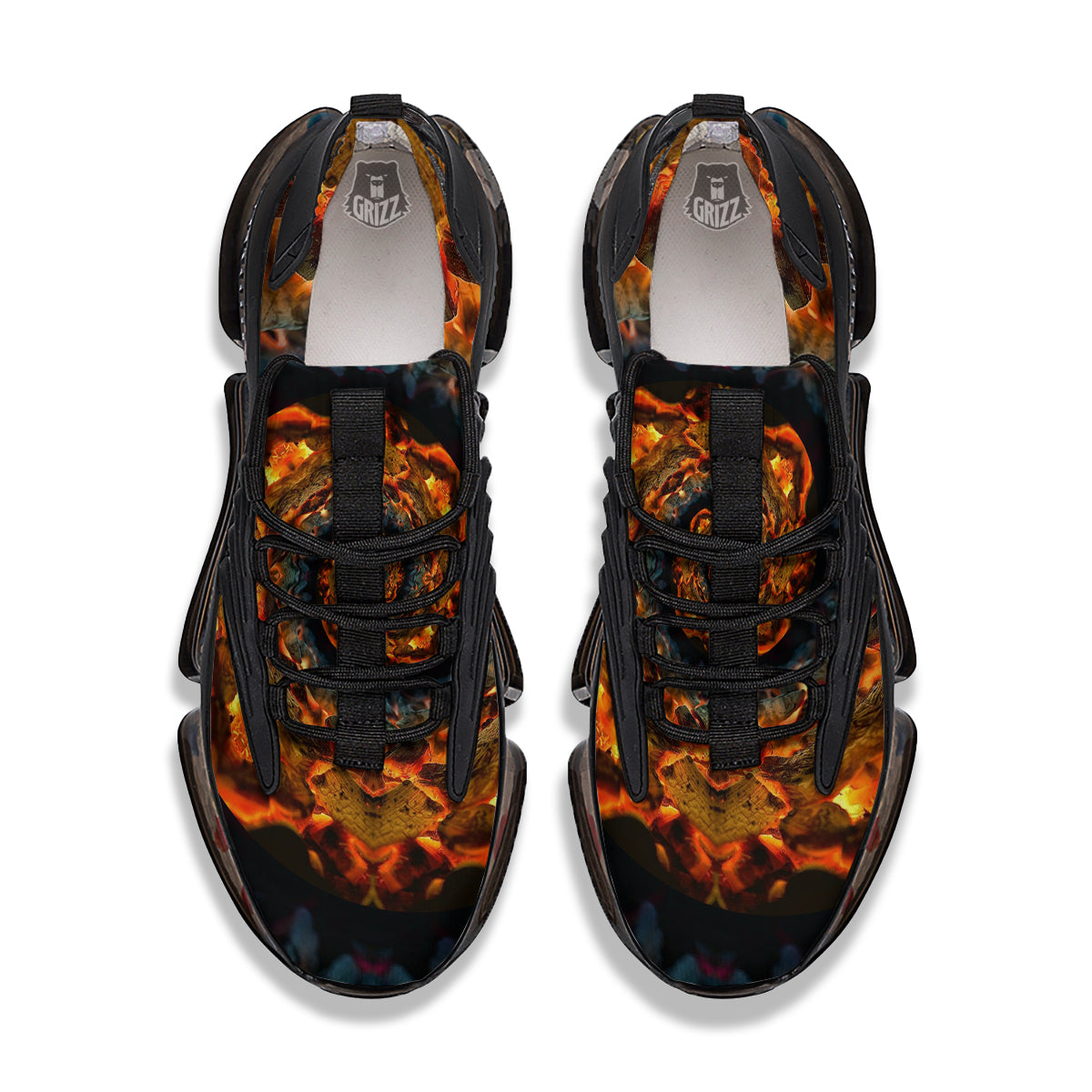 Keleidoscope Lava Texture Print Black Gym Shoes-grizzshop