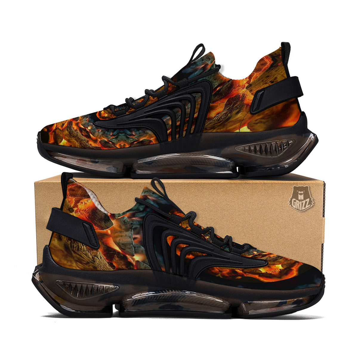 Keleidoscope Lava Texture Print Black Gym Shoes-grizzshop