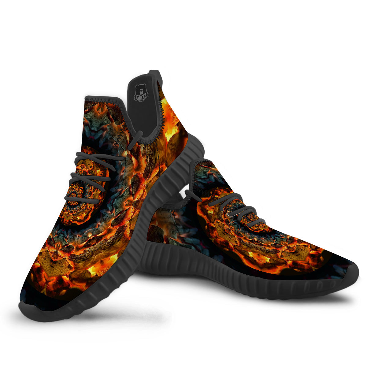 Keleidoscope Lava Texture Print Black Walking Shoes-grizzshop