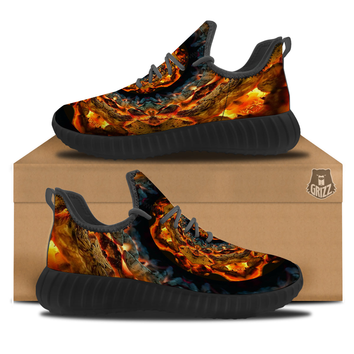 Keleidoscope Lava Texture Print Black Walking Shoes-grizzshop