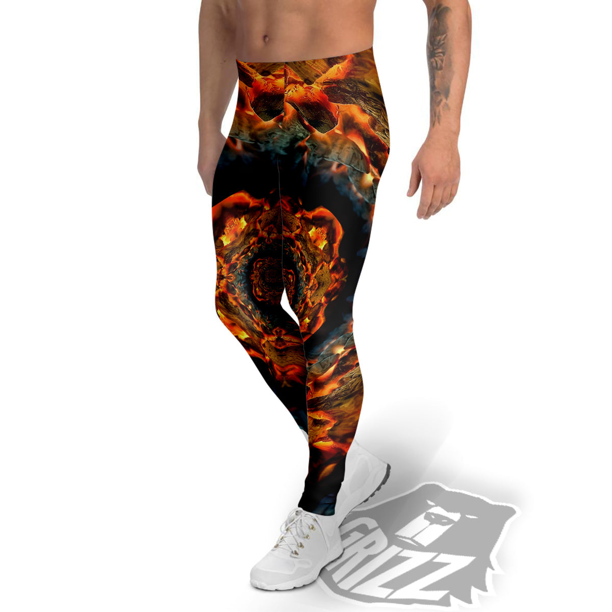 Keleidoscope Lava Texture Print Men's Leggings-grizzshop