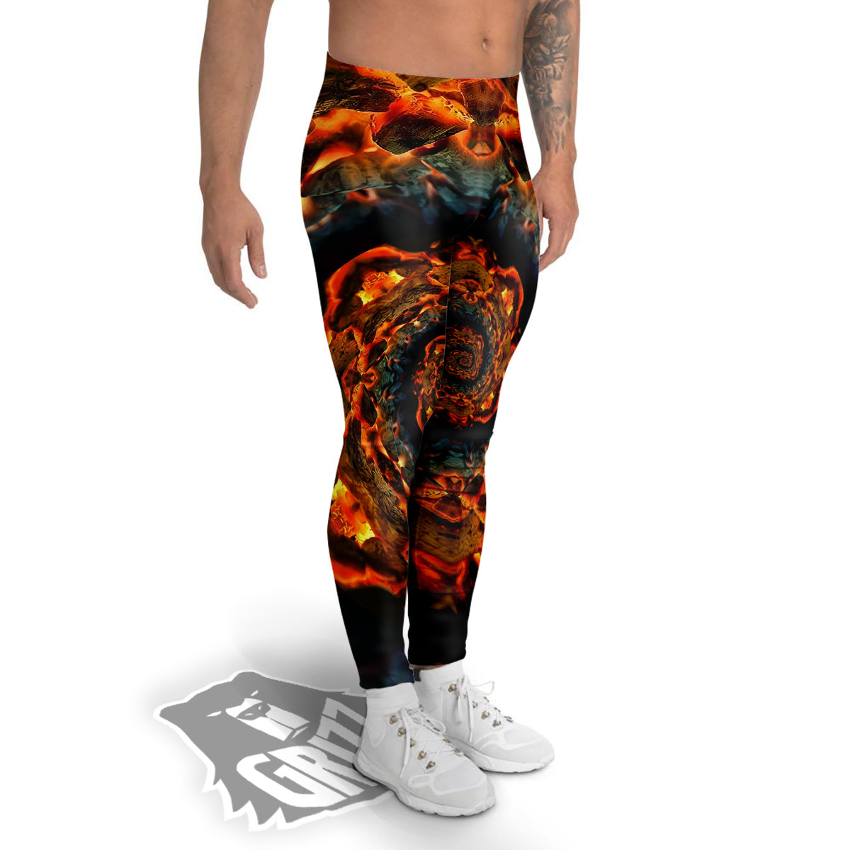 Keleidoscope Lava Texture Print Men's Leggings-grizzshop