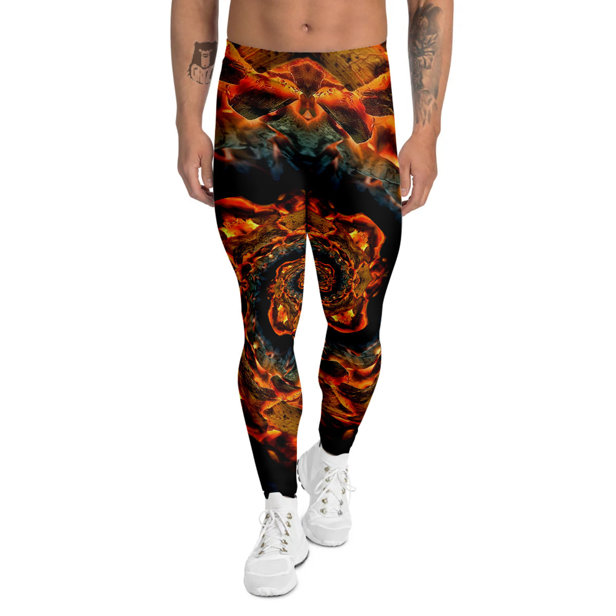 Keleidoscope Lava Texture Print Men's Leggings-grizzshop