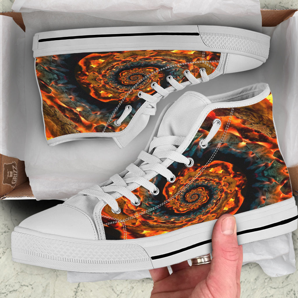 Keleidoscope Lava Texture Print White High Top Shoes-grizzshop