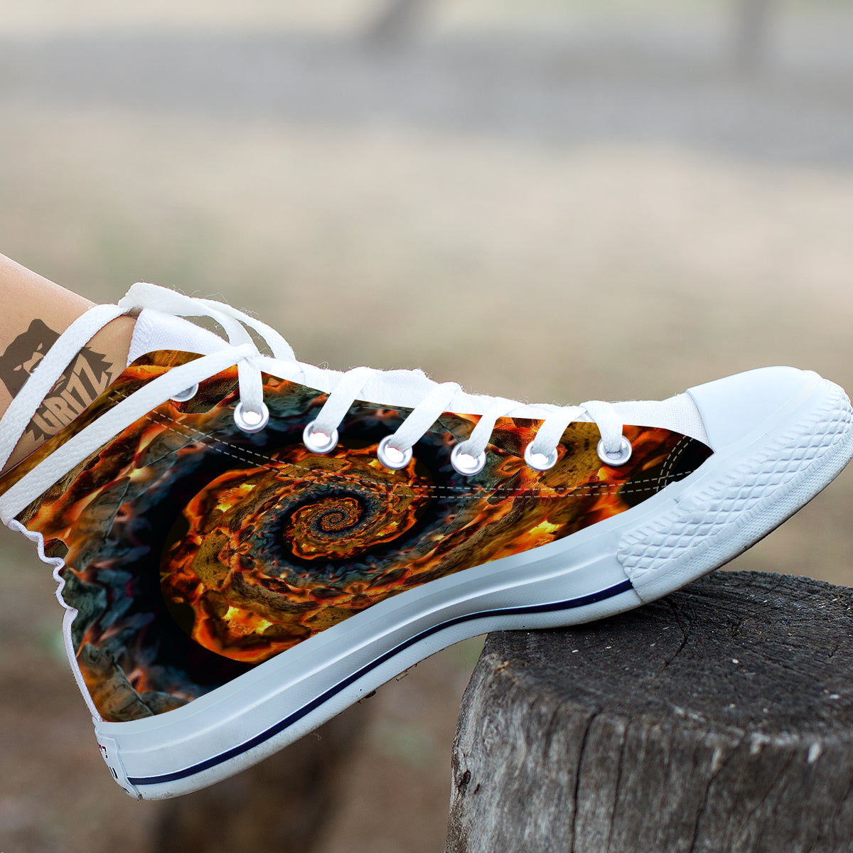 Keleidoscope Lava Texture Print White High Top Shoes-grizzshop