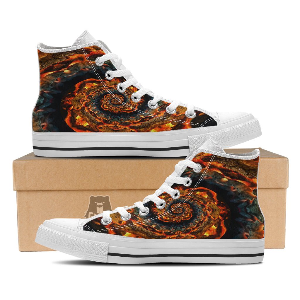 Keleidoscope Lava Texture Print White High Top Shoes-grizzshop